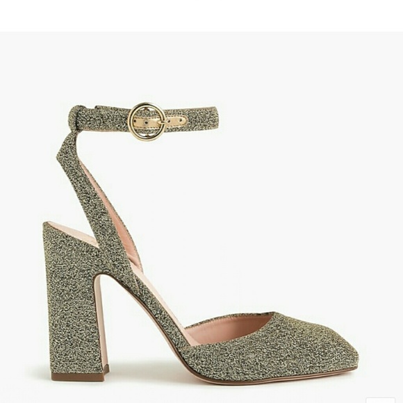 J. Crew Harlow Ankle Strap Pump in Gold Lurex NWOT - Picture 2 of 8